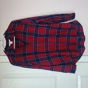 Women’s Old Navy Classic Flannel Shirt Size XL Blue Red Plaid Fall Casual Cotton